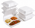 9x9 Foam Hinged Food Containers - 200 Count Case - 1 & 3 Compartments