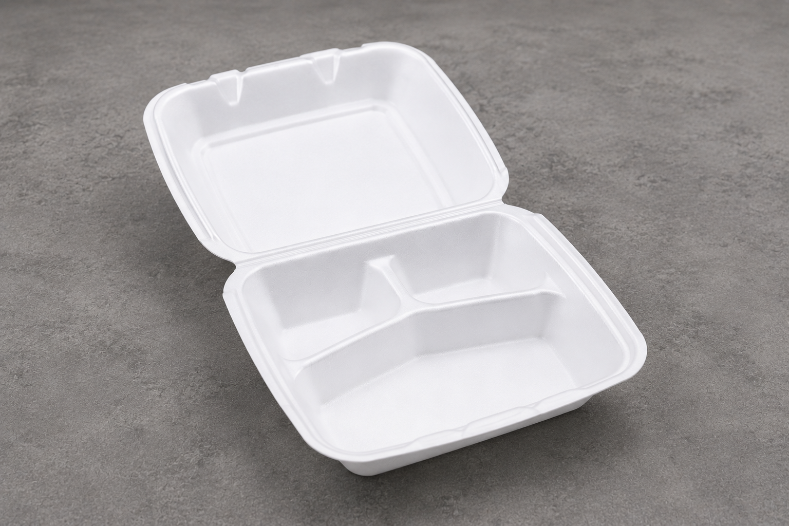 8x8 Foam Hinged Food Containers - 200 Count Case - 1 & 3 Compartments