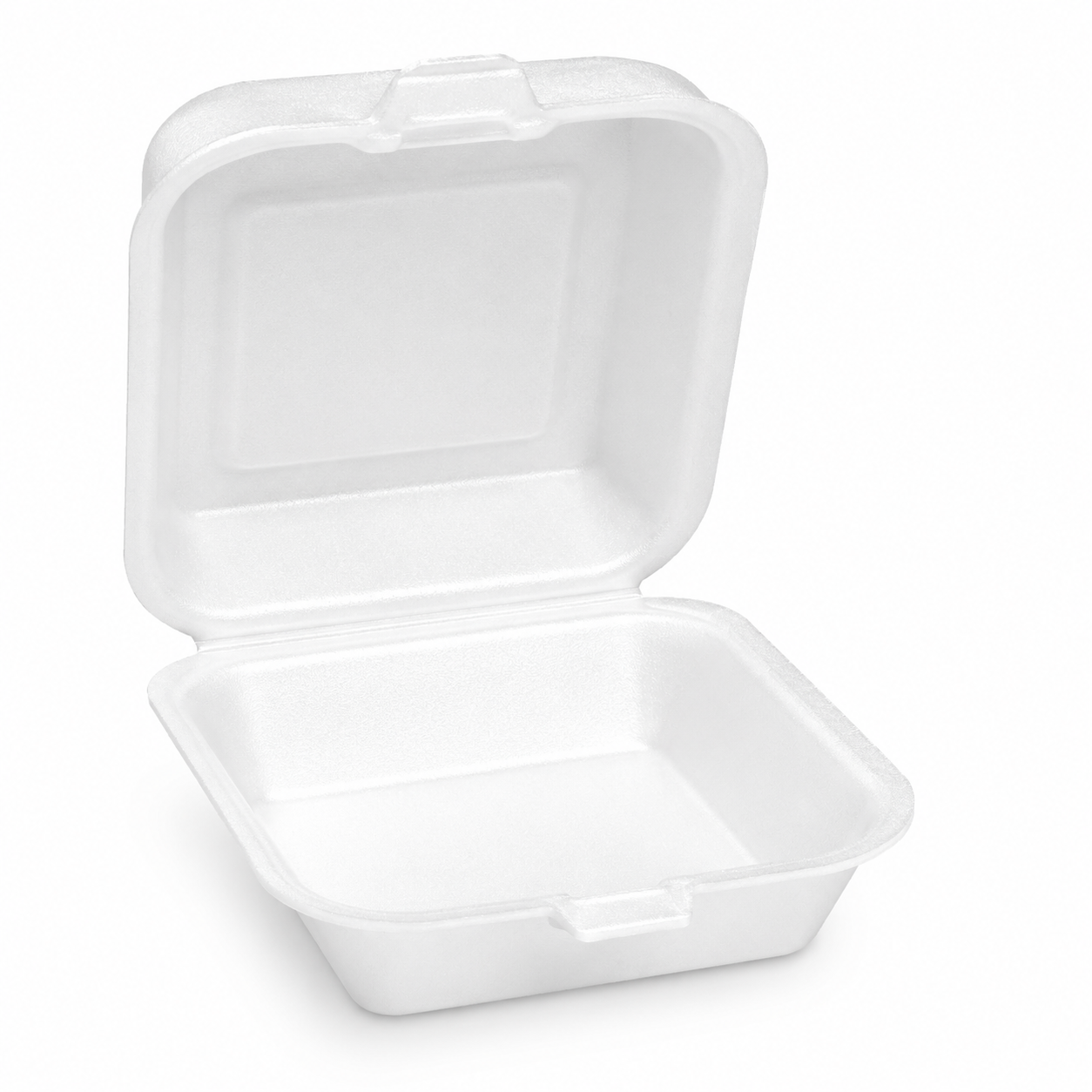 5x5 Foam Clamshell Food Containers – 500 Count Case – Disposable Takeout Boxes