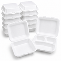 7x7 Foam Hinged Food Containers – 200 Count Case – 1 & 3 Compartment