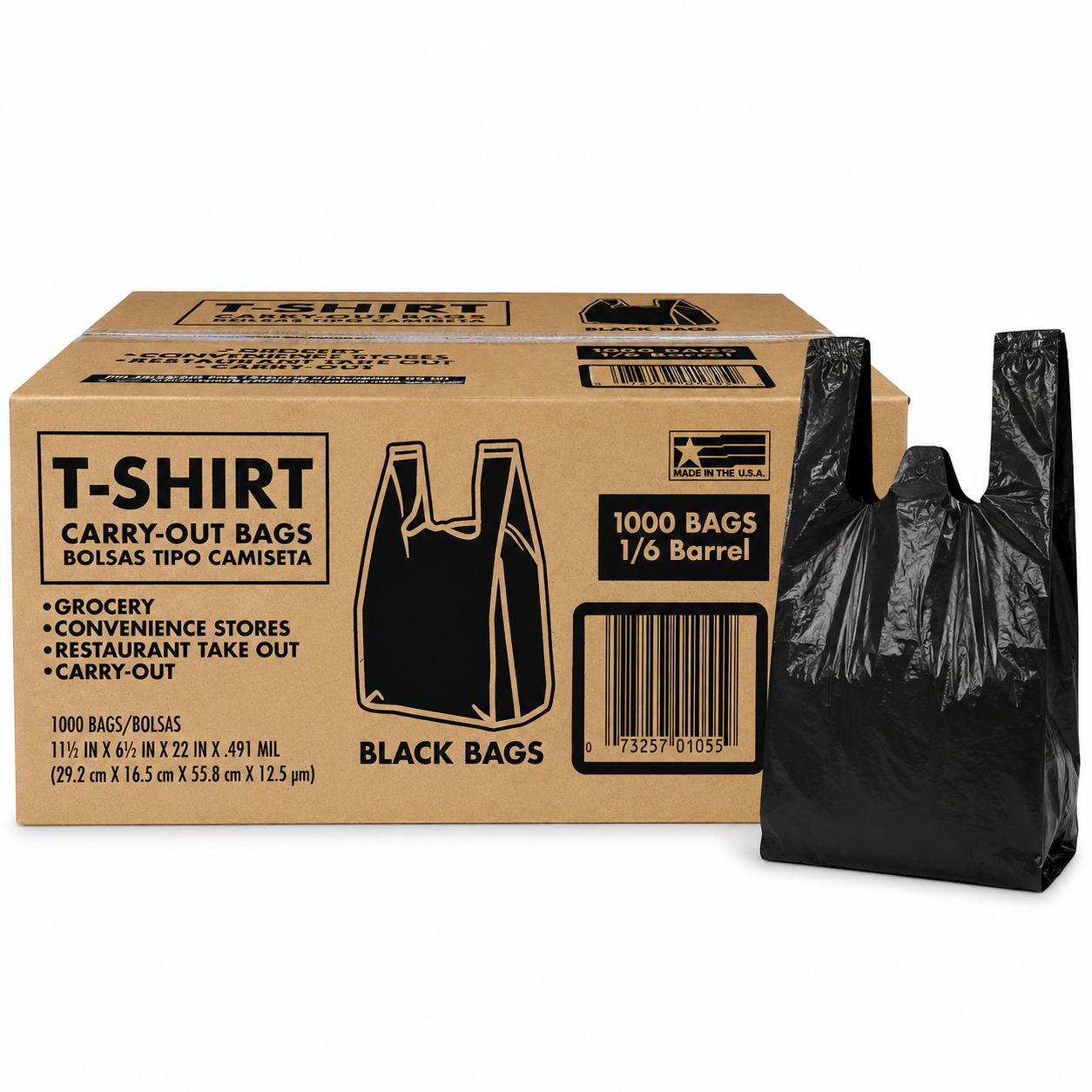 Black T-Shirt Carry-Out Bags – 1000 Count