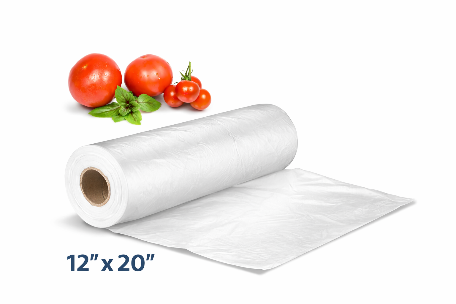 1 Roll Produce Bags 12” x 20” – Clear Food Safe Plastic Bags for Fruits & Vegetables