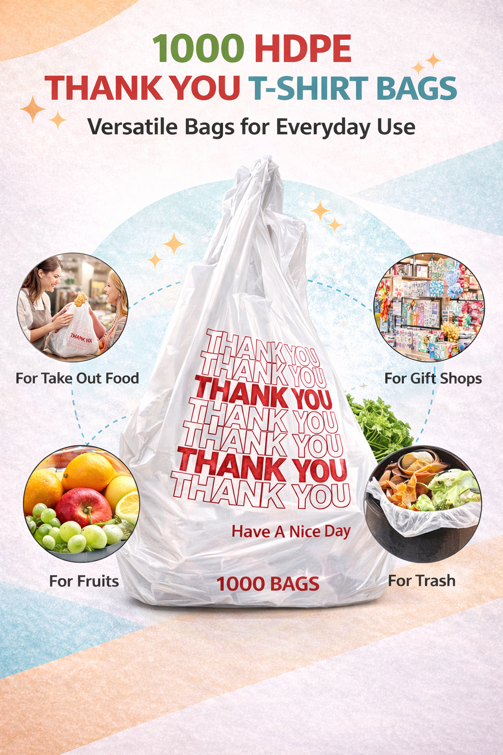 Thank You Plastic Shopping Bags – 1000 Bags