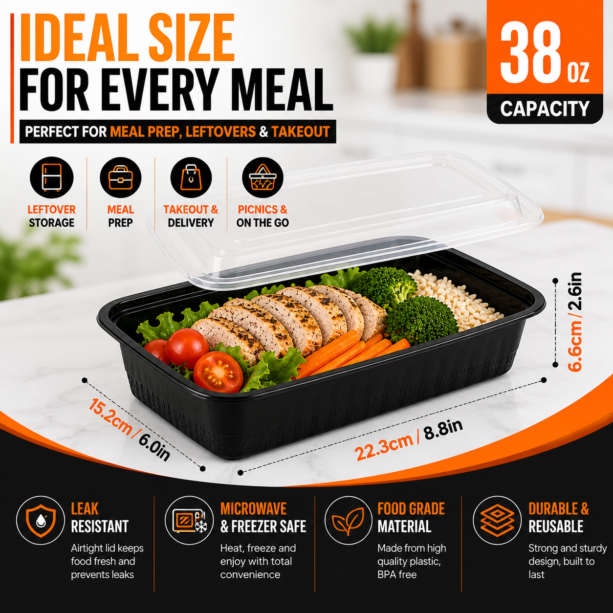 Meal Prep Containers – Microwave & Freezer Safe